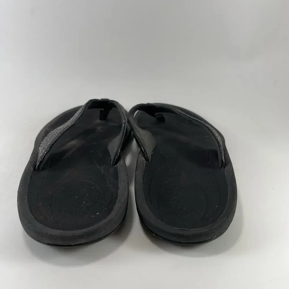 OluKai Kulapa Kai Womens Size 9 Black Charcoal Thong Flip Flop Sandal 20198-4040
